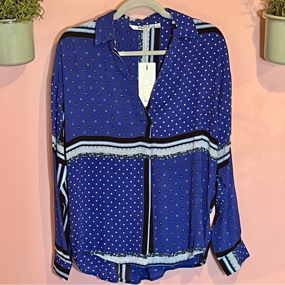 Blue office Blouse by ONLY new with tags, Blue Dress Shirt from UK, Blouse Blue - Picture 3 of 7